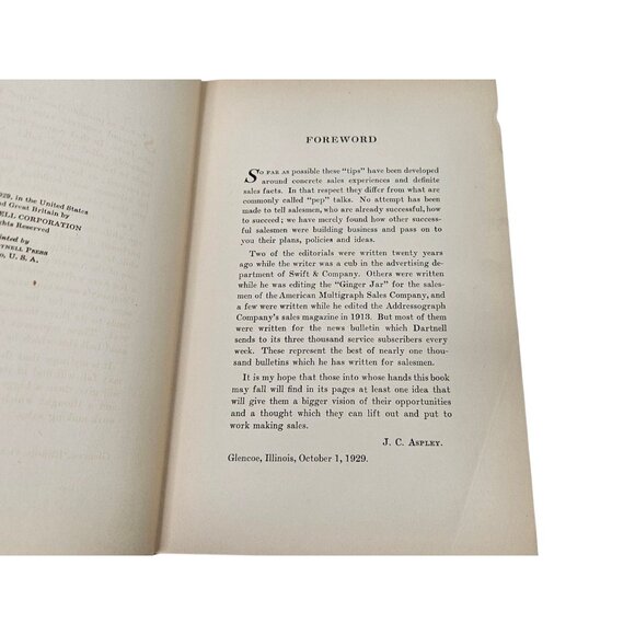 Tips From A Thousand Salesmen J.C. Aspley 1929 Hardcover Book VTG Business Sales - Picture 9 of 16